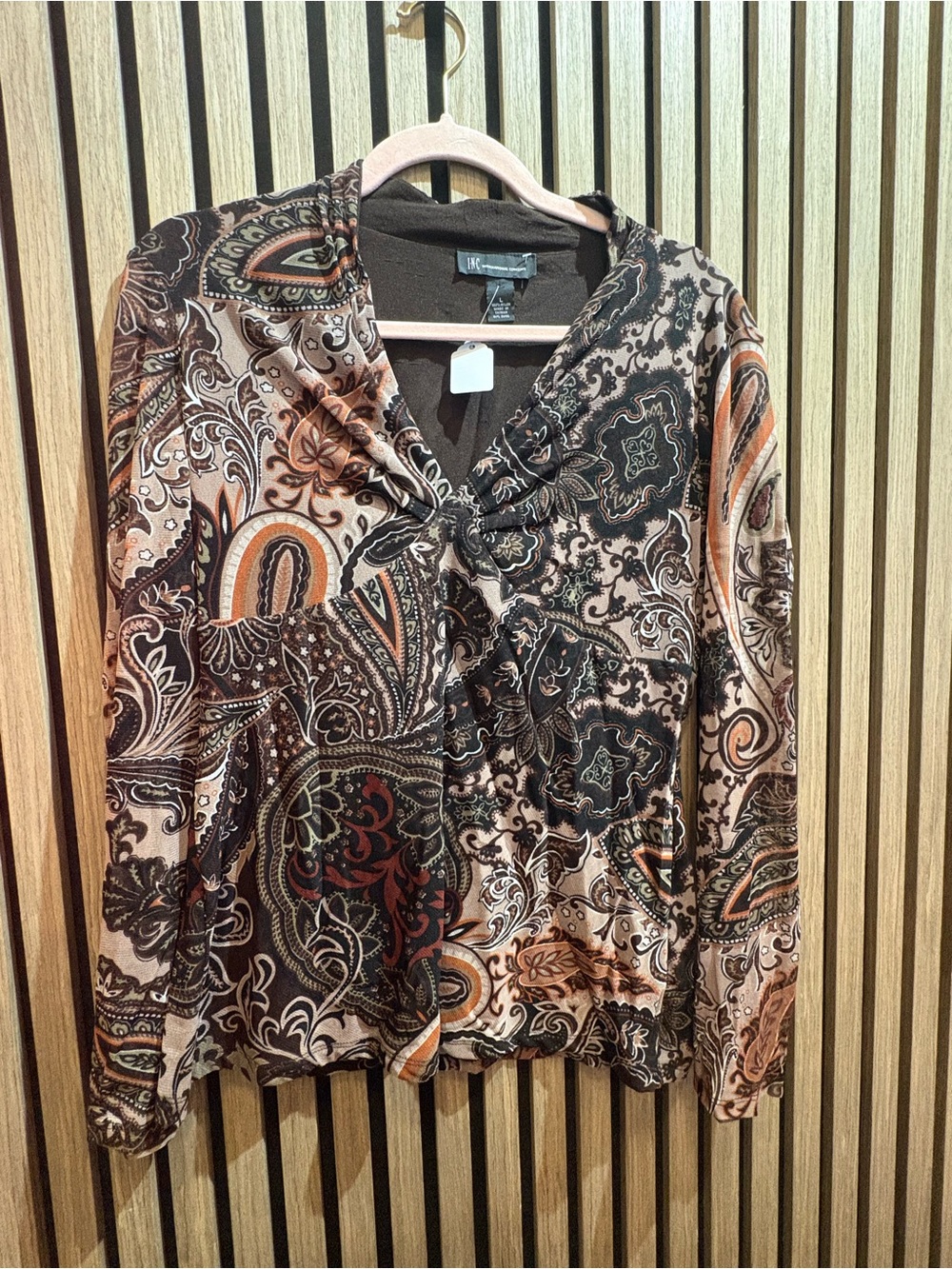 INC International Concepts Brown Multi Paisley Print Blazer